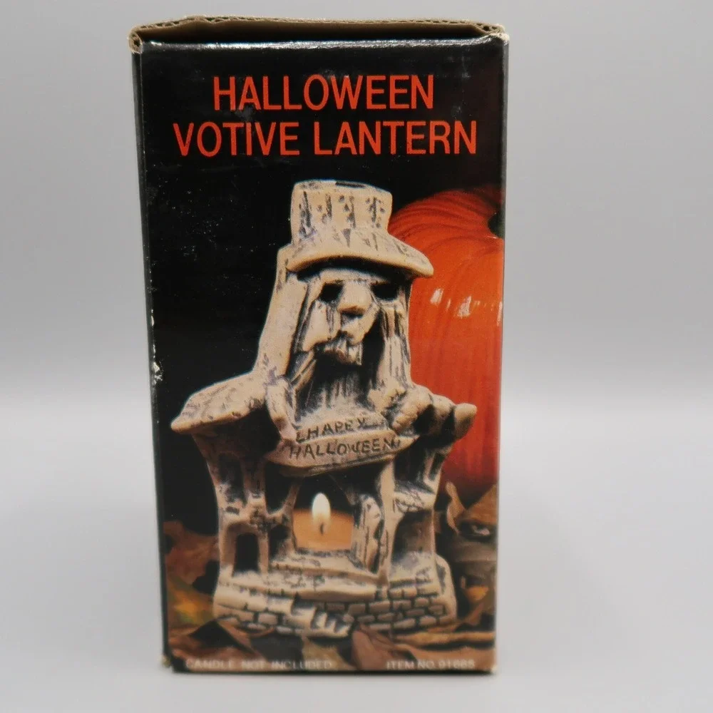 Spooky House Halloween Votive Holder Lantern Scary Vintage Liss Brothers in box